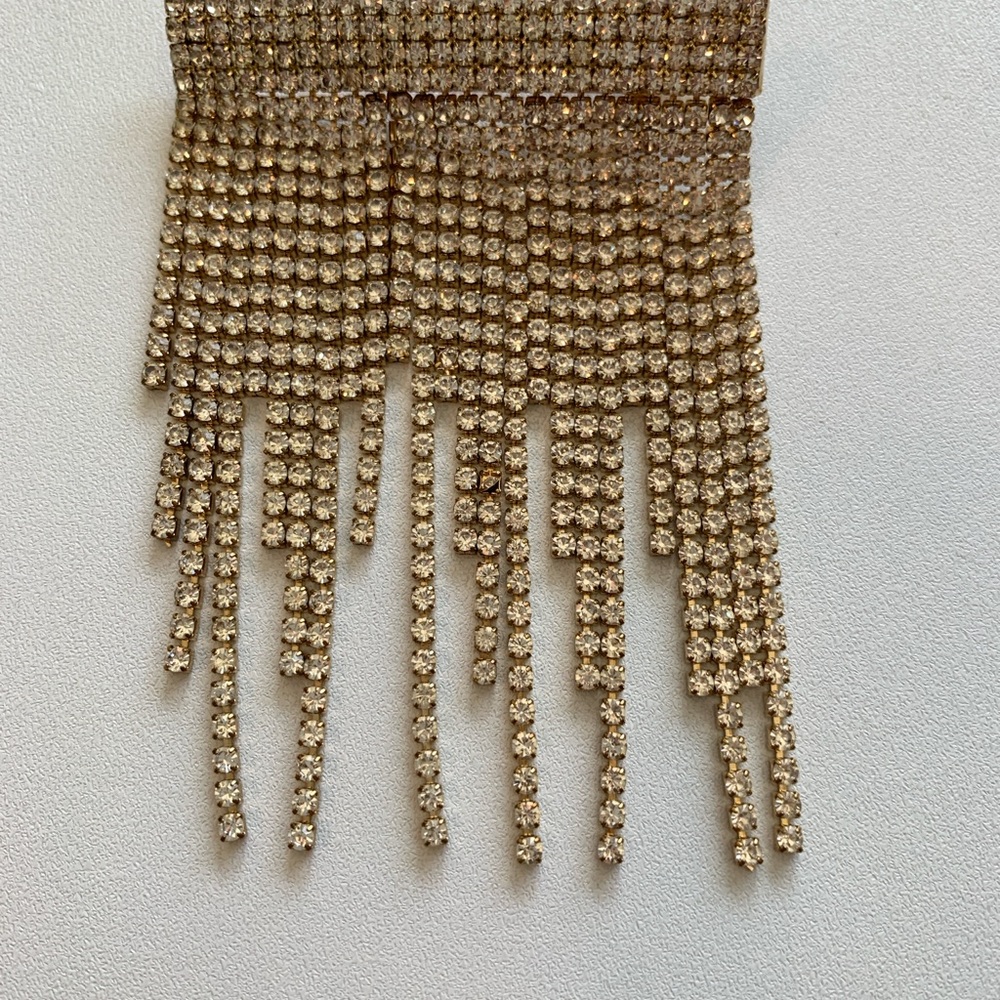 Gold Tone Rhinestone Fringe Barrette - Picture 5 of 5
